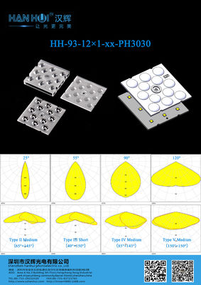 50×50mm 3030 LEDs High Transmittances LED Light Lens For Flood/Street Lighting