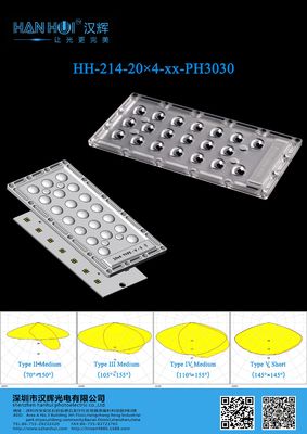 Durable Plastic Parking Lot Lighting Lens T5S/T2M/T3M/T4M Available 210×104 3030LEDs Glare Reduction
