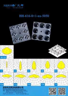 Uniform Road Lighting 49.8×49.8mm 5050LEDs High Transmittance Multiple Light Distribution Easy Install Street Lighting Lens
