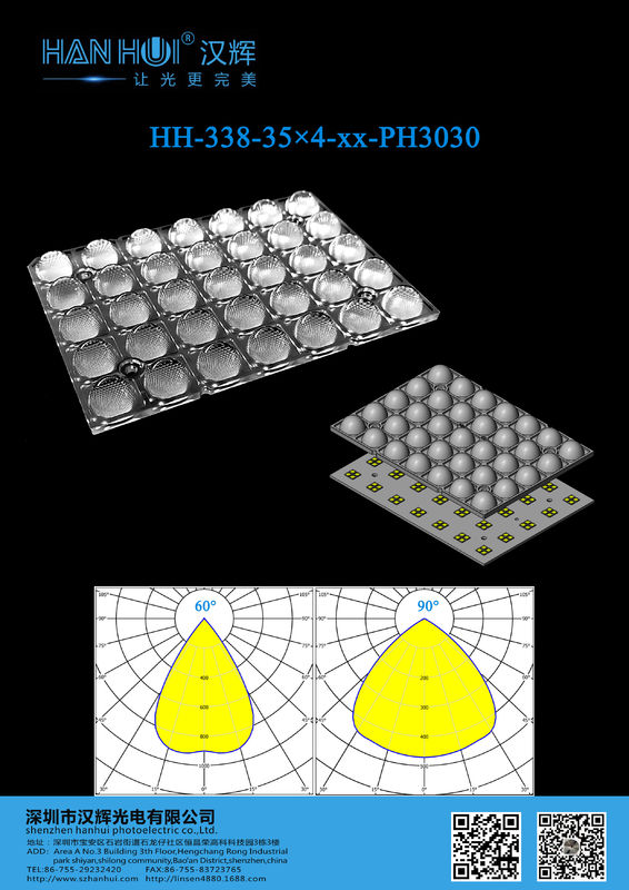 120×86mm High Transmittances High Performances 3030 LEDs LED Light Lens For Flood Lighting