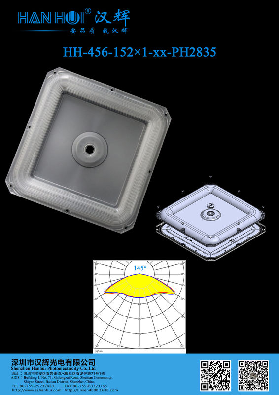 250.69×250.69×17.5mm T5 Available 152pieces 2835LEDs PC Material High Power LED Lens For Parking Garage Luminaires